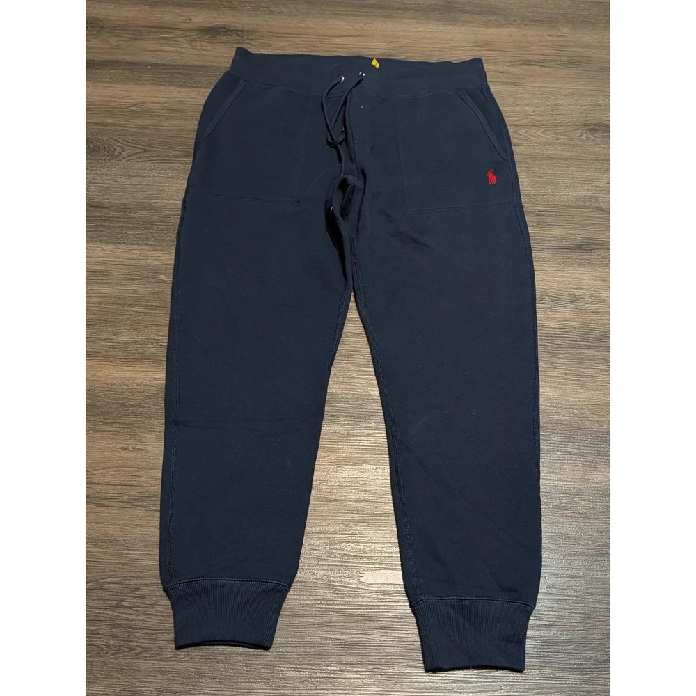 Polo Ralph Lauren Mens Jogger Sweatpants Navy Blue Red Pony Logo Size Large